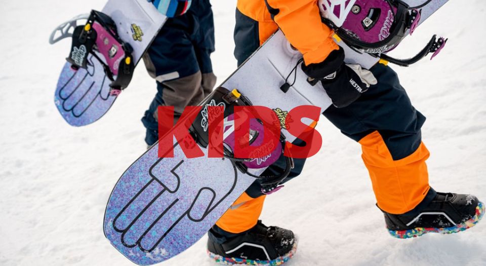 niños snowboard