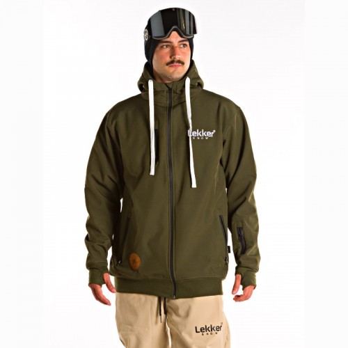 Sudadera de snowboard Lekker Snow Tall Hoodie 10K Olive Zipper