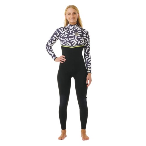 Neopreno de surf Rip Curl Wmns Ebomb 4/3Gb Zip Free Black/Lime