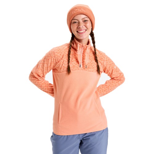 Sudadera de snowboard Roxy Sayna Half Zip Peach Pink Roxygram Tonal