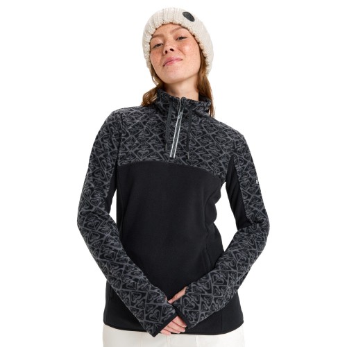 Sudadera de snowboard Roxy Sayna Half Zip True Black Roxygram Tonal